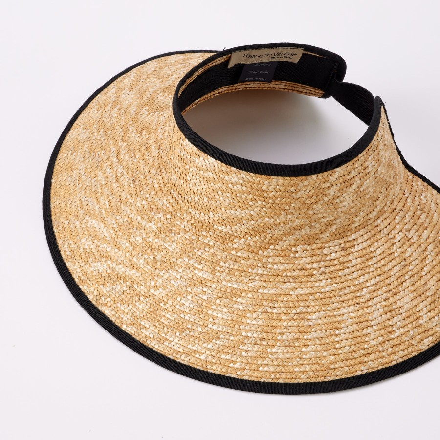 Wholesale FERRUCCIO VECCHI Straw Visor With Contrast Trim