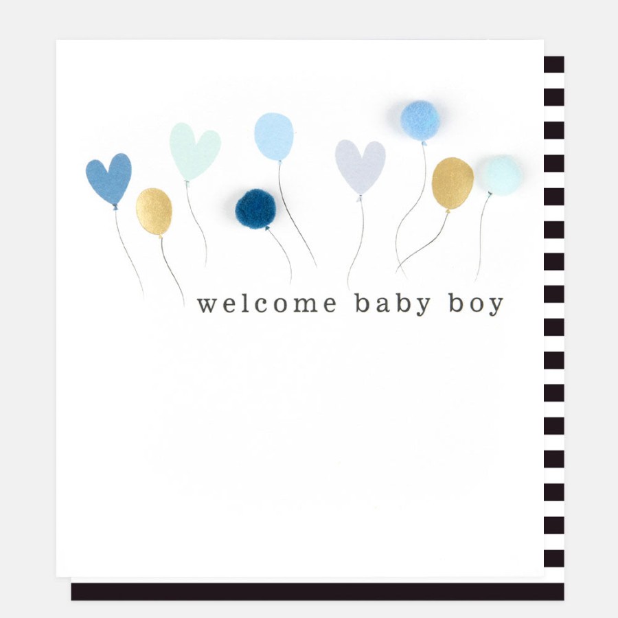 Online CAROLINE GARDNER Pom Pom Balloons New Baby Boy Card