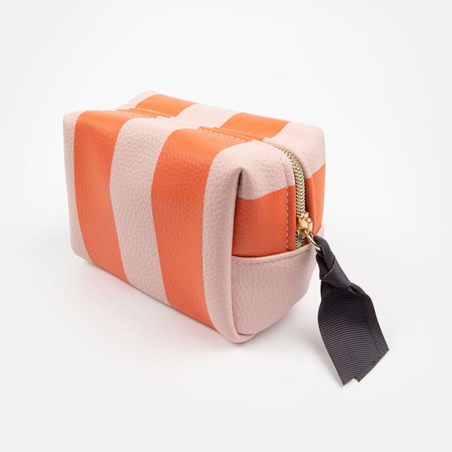 Wholesale CAROLINE GARDNER Pink/Orange Stripe Mini Cube Cosmetic Bag