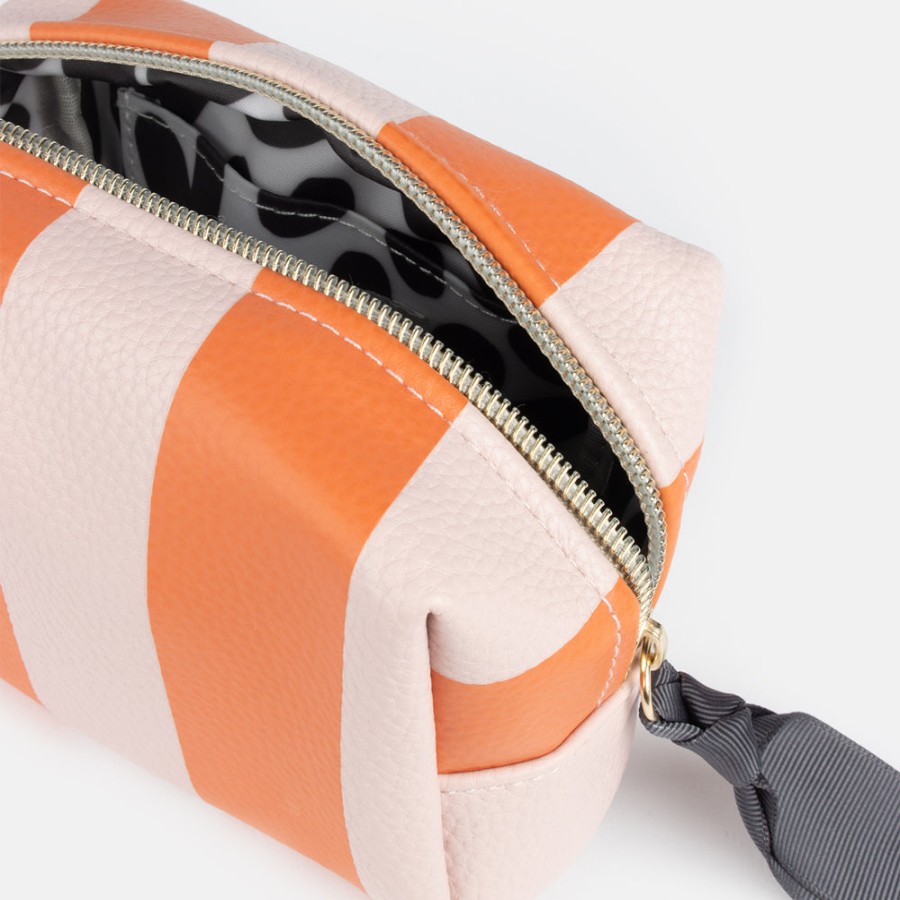 Wholesale CAROLINE GARDNER Pink/Orange Stripe Mini Cube Cosmetic Bag