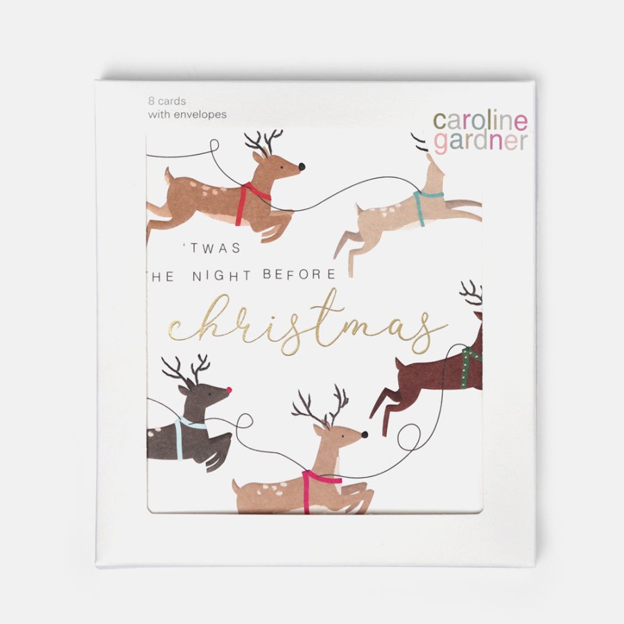 Wholesale CAROLINE GARDNER Reindeer Charity Christmas Card Pack Of 8