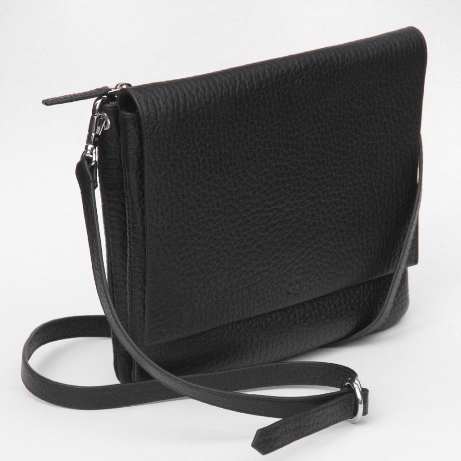 Online Caroline Gardner Black Pebble Leather Relaxed Hoxton Satchel