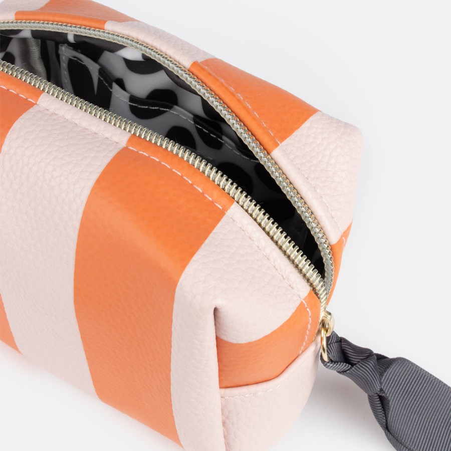 Wholesale CAROLINE GARDNER Pink/Orange Stripe Mini Cube Cosmetic Bag