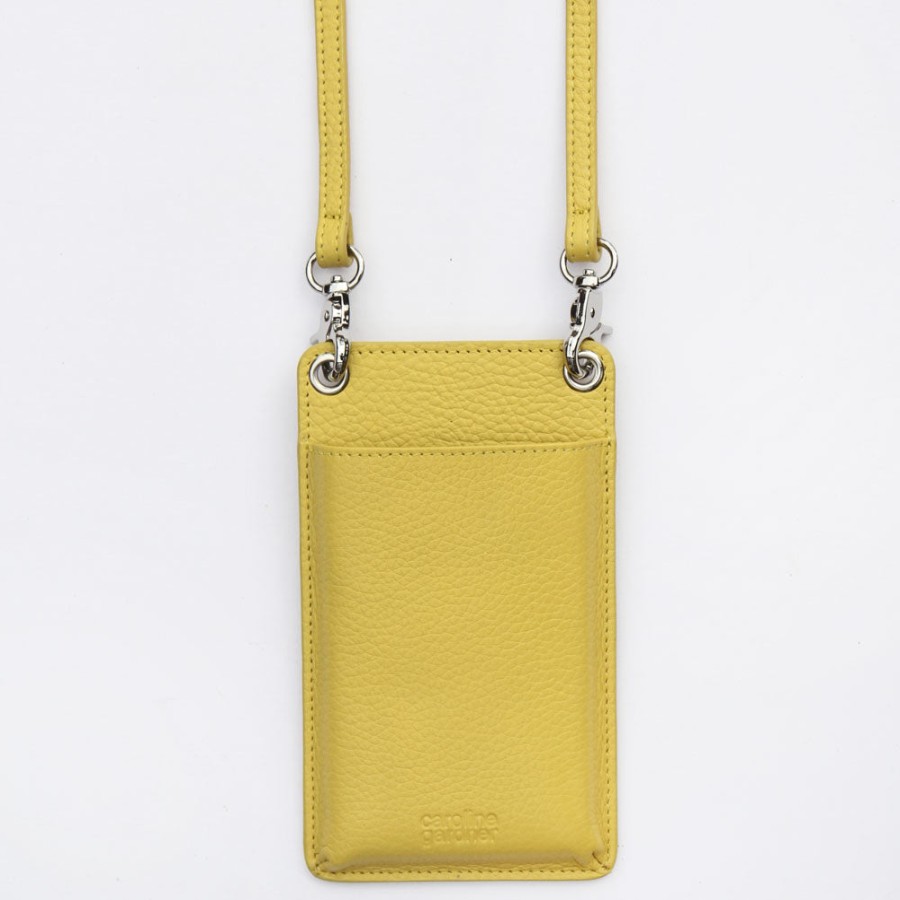 Online Caroline Gardner Yellow Leather Phone Pouch