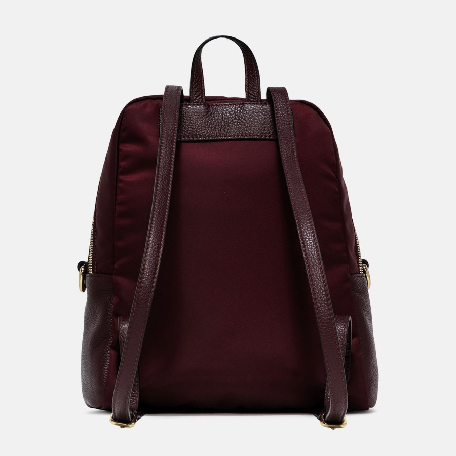 Online GIANNI Burgundy Nylon/Leather Rucksack / Shoulder Bag