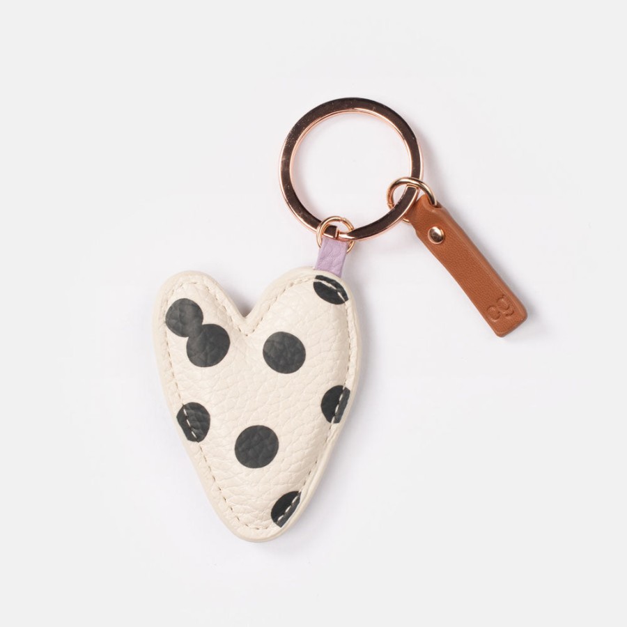 Wholesale CAROLINE GARDNER Mono Spot Hearts Keyring