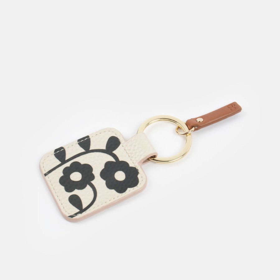 Wholesale CAROLINE GARDNER Mono Floral Tab Keyring