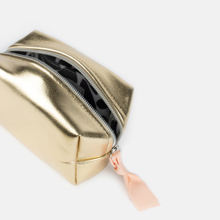 Best CAROLINE GARDNER Gold Mini Cube Cosmetic Bag