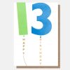 Online Caroline Gardner Green/Blue Balloon 13Th Birthday Card