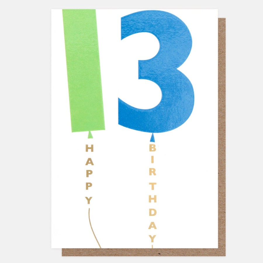 Online Caroline Gardner Green/Blue Balloon 13Th Birthday Card