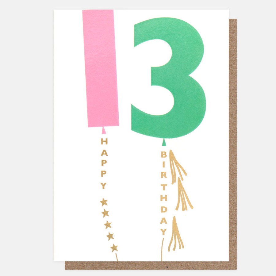 New Caroline Gardner Pink/Mint Balloon 13Th Birthday Card