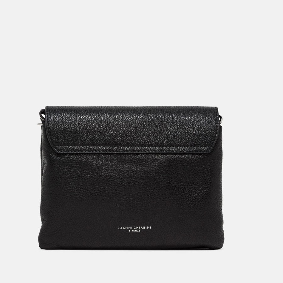 Hot GIANNI Black Leather Three Flap Bag