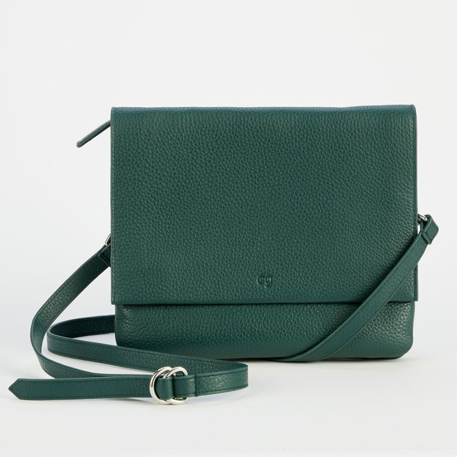 Wholesale Caroline Gardner Forest Green Pebble Leather Relaxed Hoxton Satchel