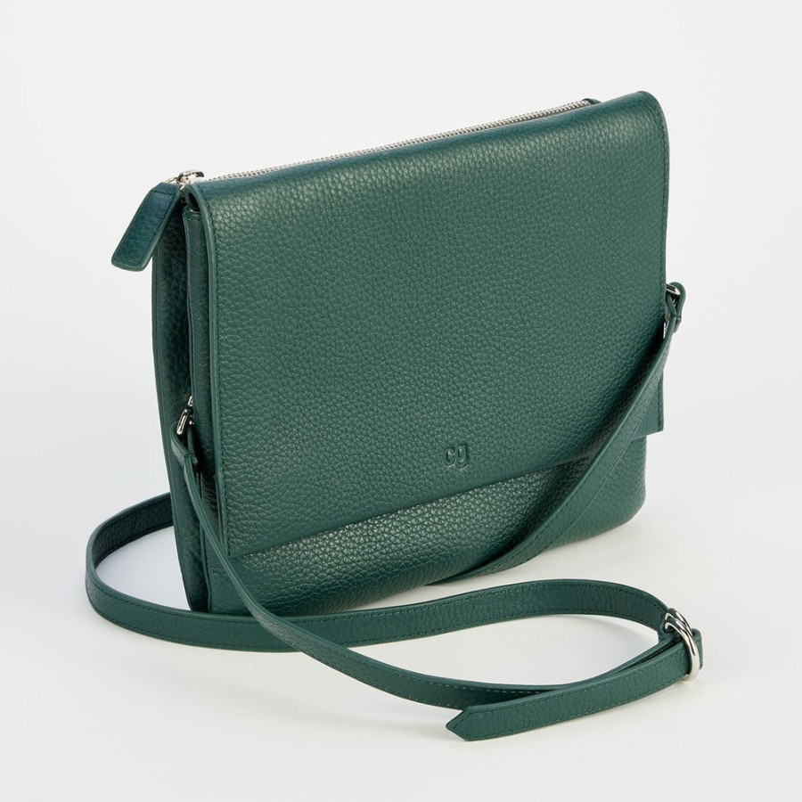 Wholesale Caroline Gardner Forest Green Pebble Leather Relaxed Hoxton Satchel