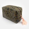 Clearance CAROLINE GARDNER Khaki/Black Heart Cube Cosmetic Bag