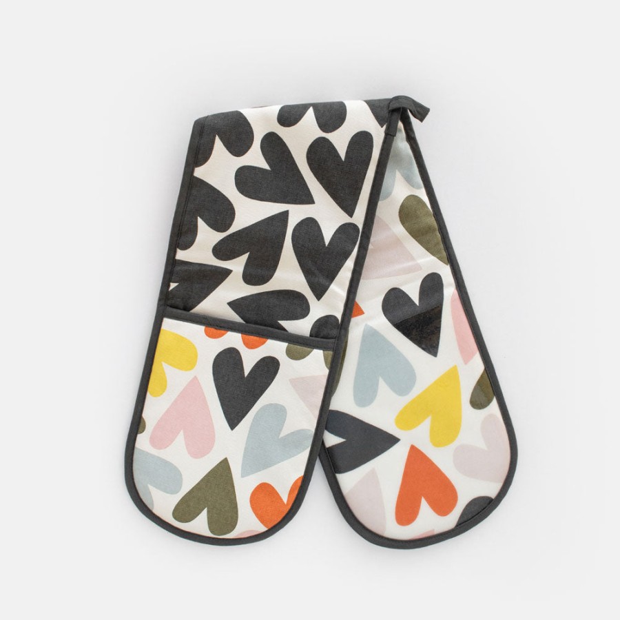 Hot CAROLINE GARDNER Multi Hearts Double Oven Glove