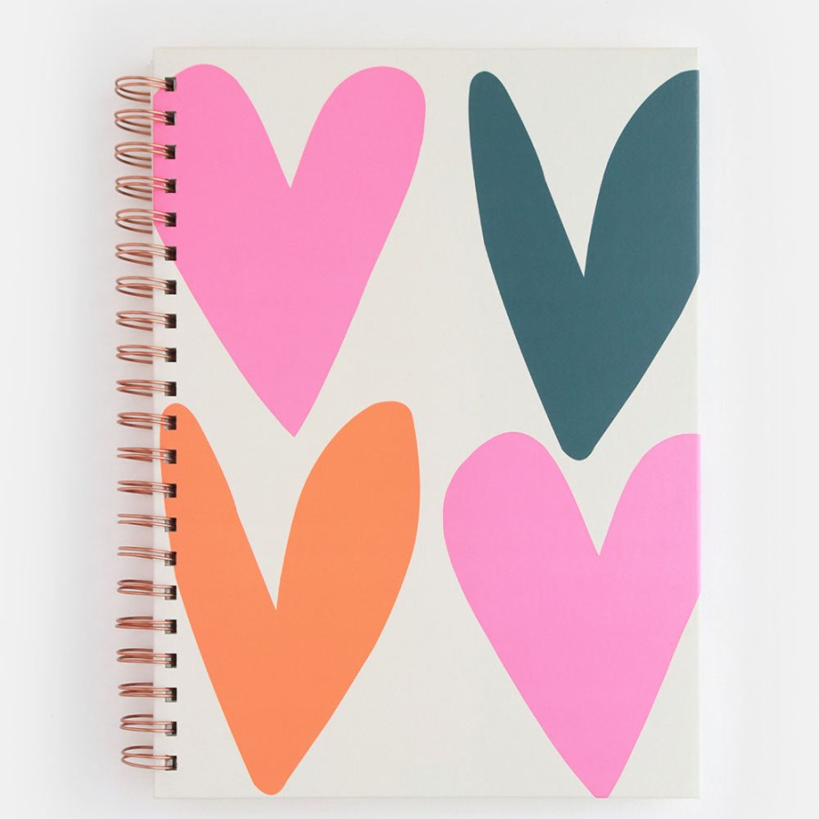 New Caroline Gardner Multi Hearts Spiral Hardback Notebook