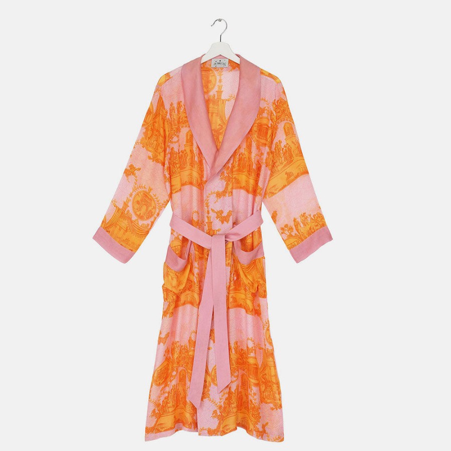 Best ONE HUNDRED STARS Orange Ancient Columns Lightweight Dressing Gown