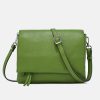 Clearance GIANNI Wasabi Green Leather Three Flap Bag