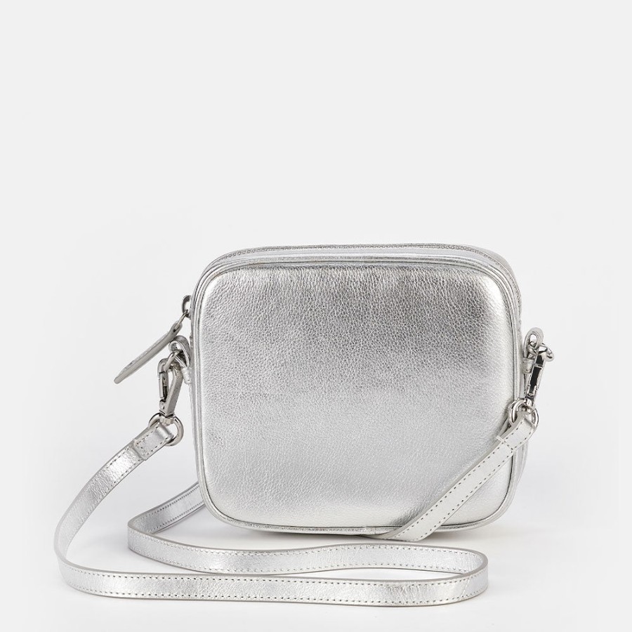 New Caroline Gardner Silver Leather Mini Camera Bag