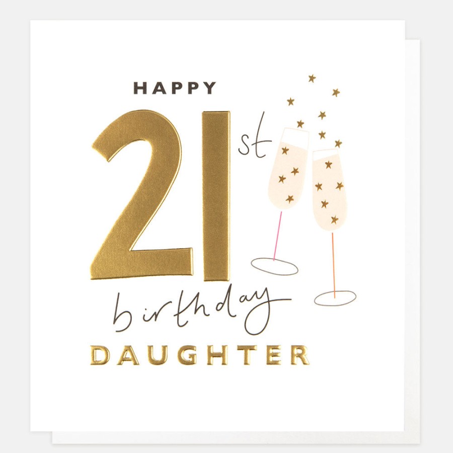 New CAROLINE GARDNER Champagne Flutes 21St Birthday Card For Daughter