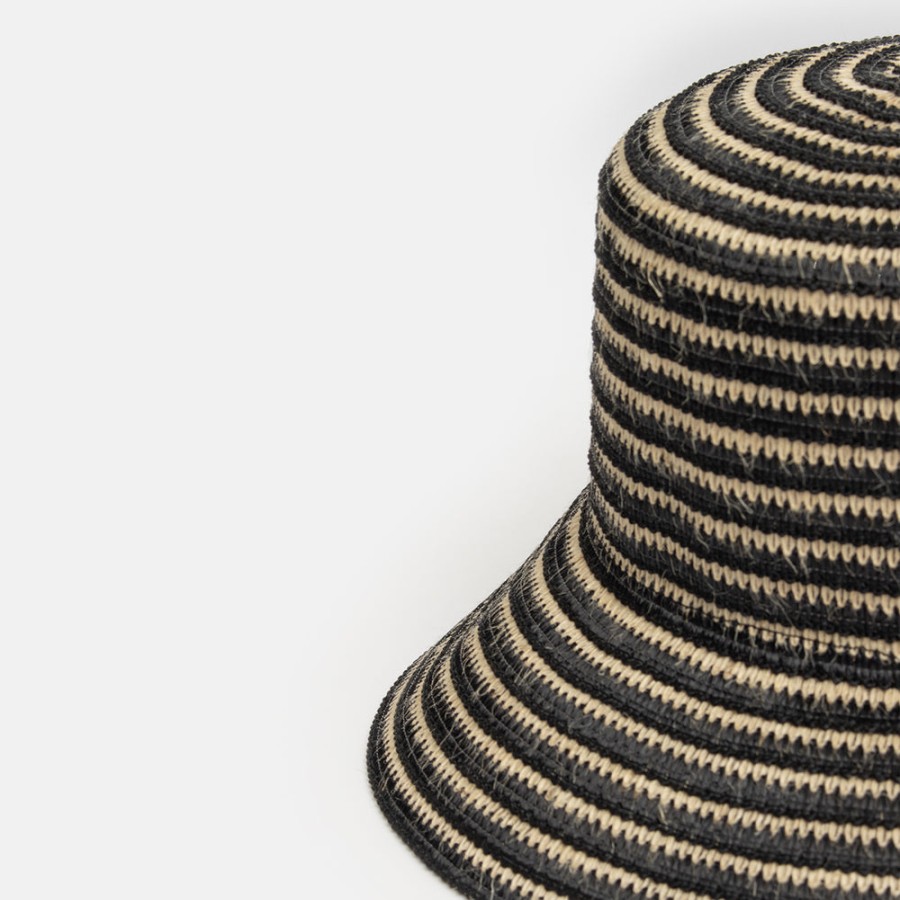 Best GI'N'GI Black & Natural Straw Bucket Hat