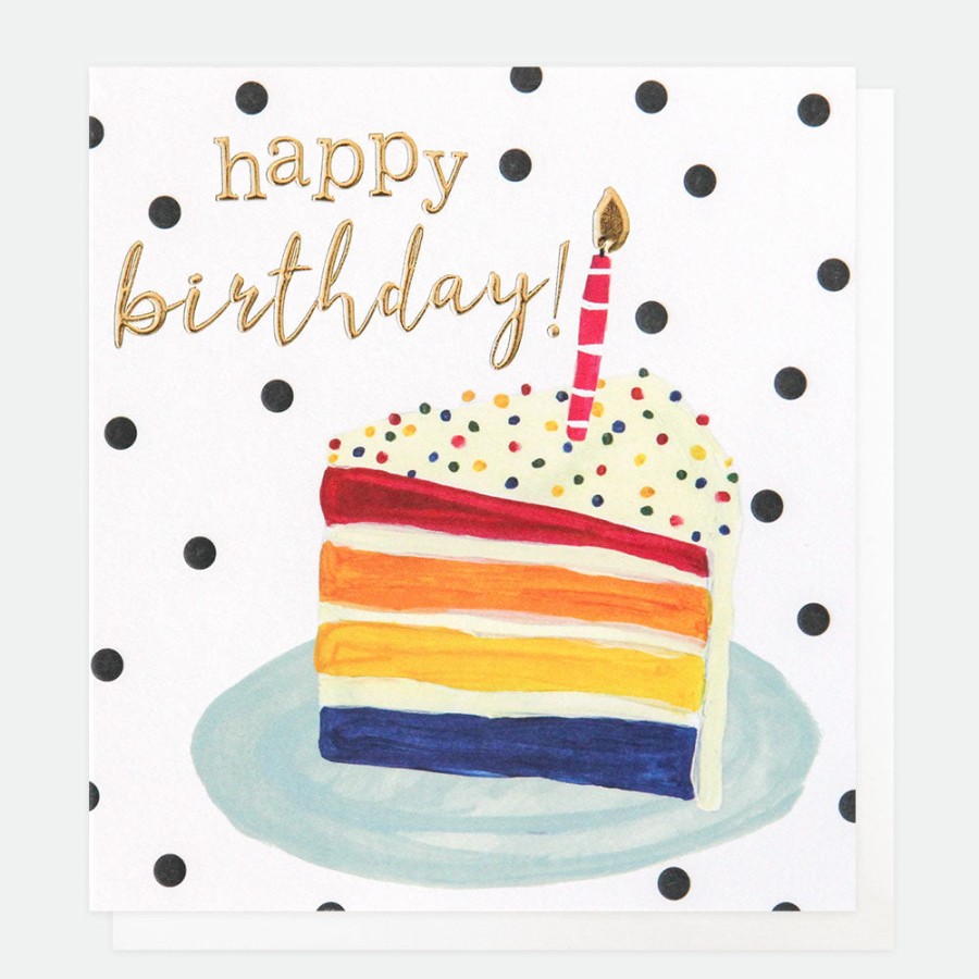 New Caroline Gardner Painted Rainbow Cake Birthday Card