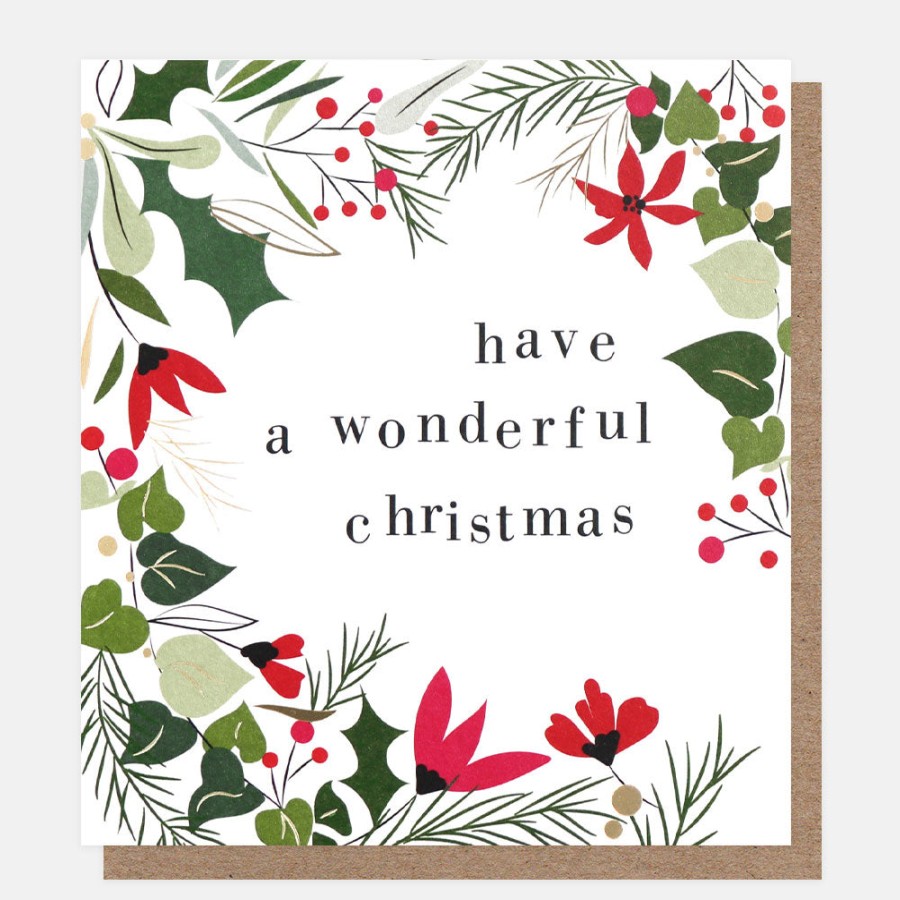 Clearance CAROLINE GARDNER Wreath And Reindeer Charity Christmas Cards Pack Of 8