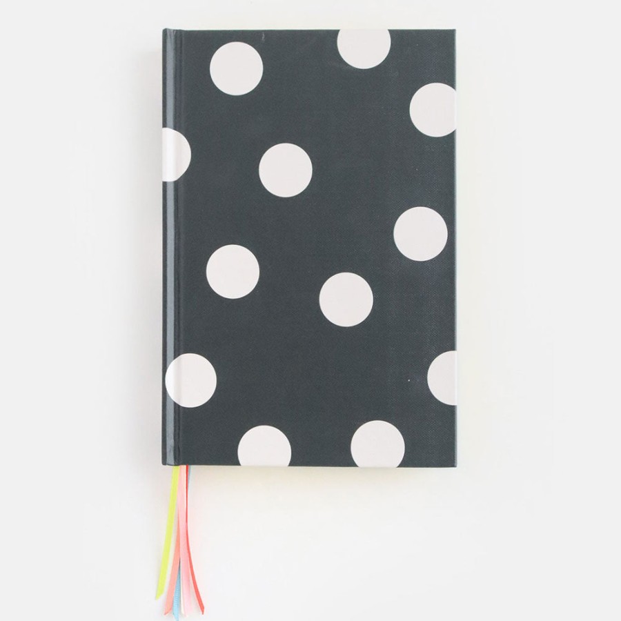 New Caroline Gardner Charcoal Spot Multi Ribbon Hardback Notebook