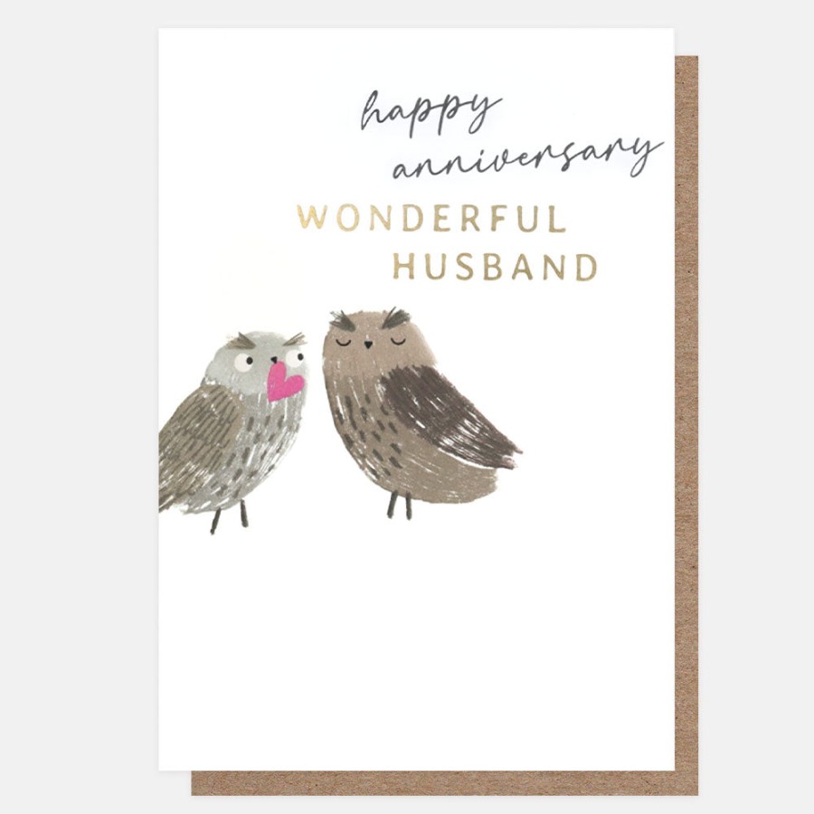 New CAROLINE GARDNER Wonderful Husband Owl Anniversary Card