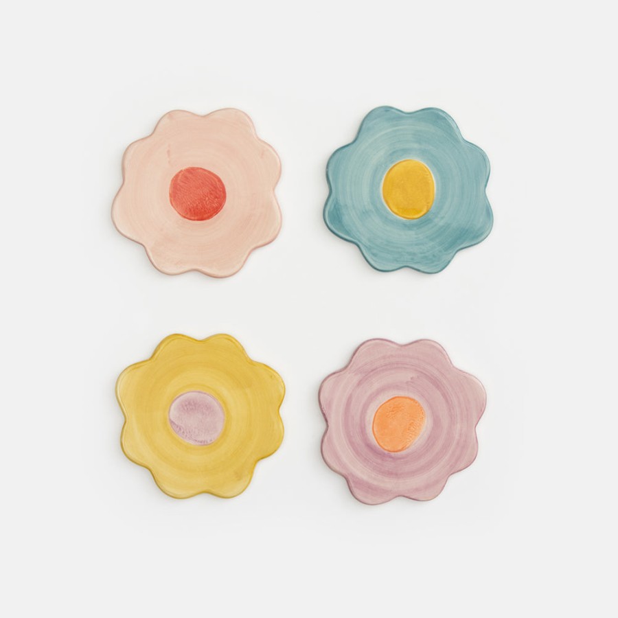 Best CAROLINE GARDNER Set Of 4 Stoneware Floral Coasters