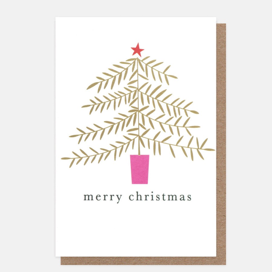 New CAROLINE GARDNER Gold Christmas Tree Small Christmas Card Pack Of 10