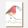 Hot CAROLINE GARDNER Robin With Sprig Small Christmas Card Pack Of 10