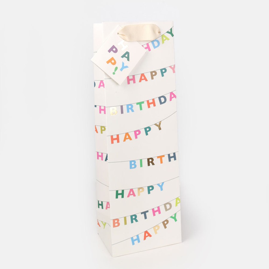 Wholesale Caroline Gardner Happy Birthday Bunting Bottle Gift Bag