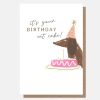 Online Caroline Gardner Sausage Dog With Cake Birthday Card