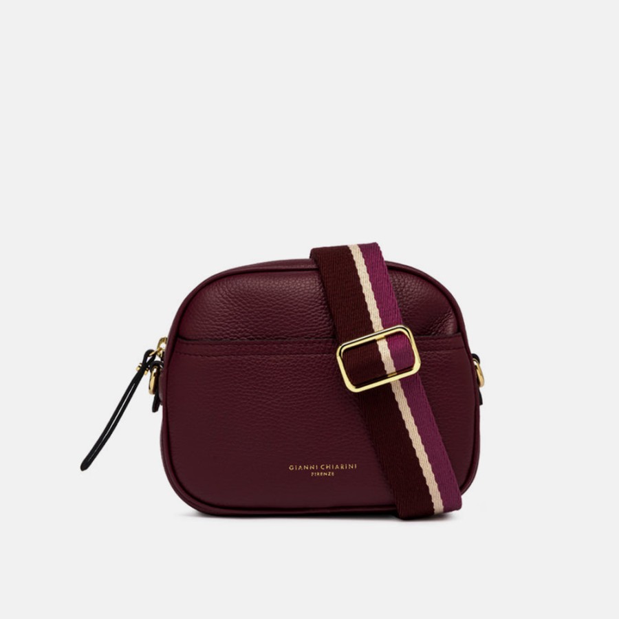 Hot GIANNI Red Beet Leather Nina Camera Bag