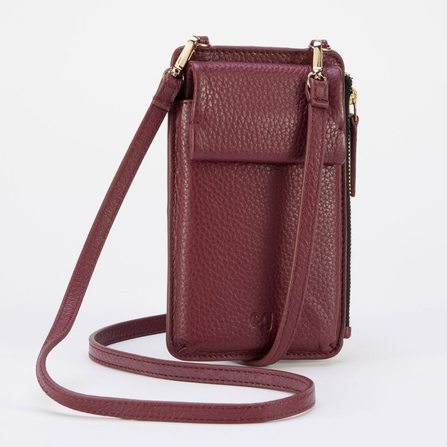 Hot Caroline Gardner Burgundy Leather Phone Bag