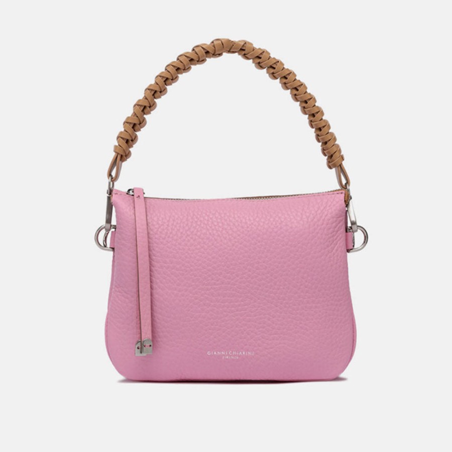 Best GIANNI Pink Leather Knotted Handle Small Mia Bag