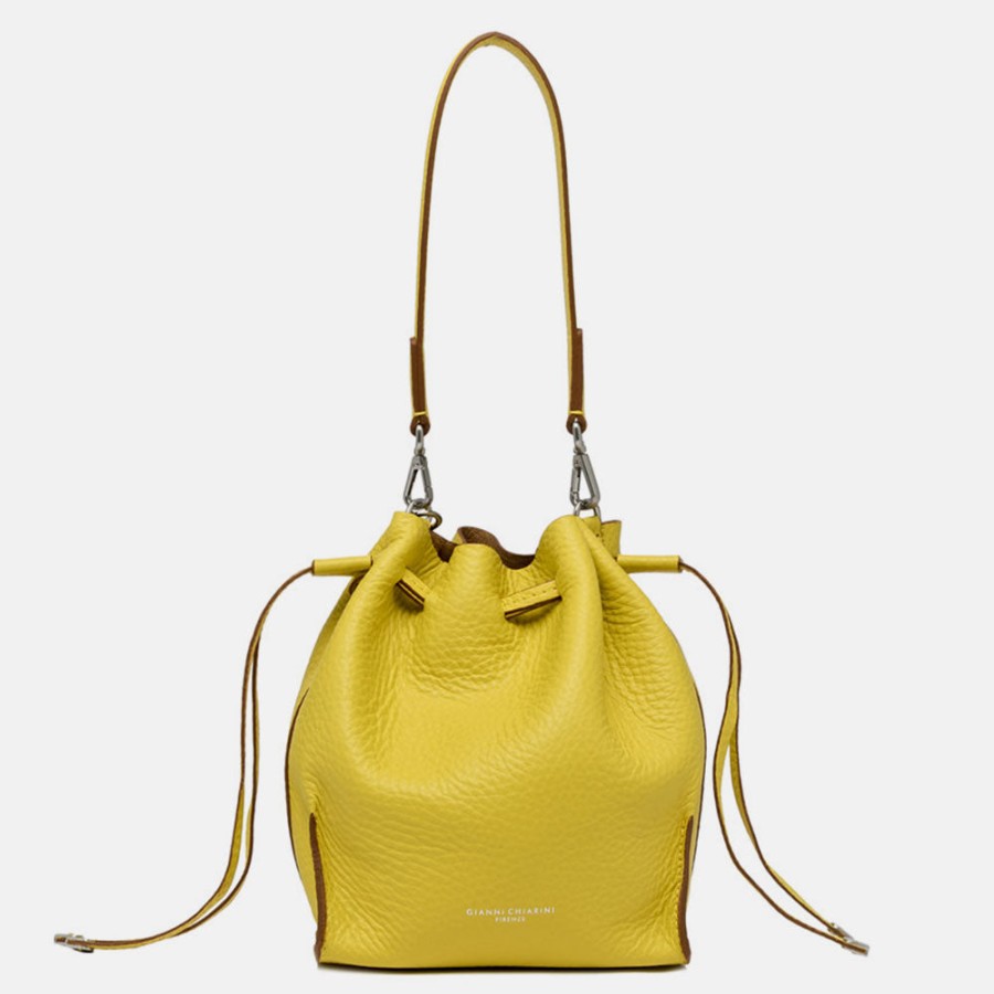 Online GIANNI Yellow Leather Joy Drawstring Bucket Bag