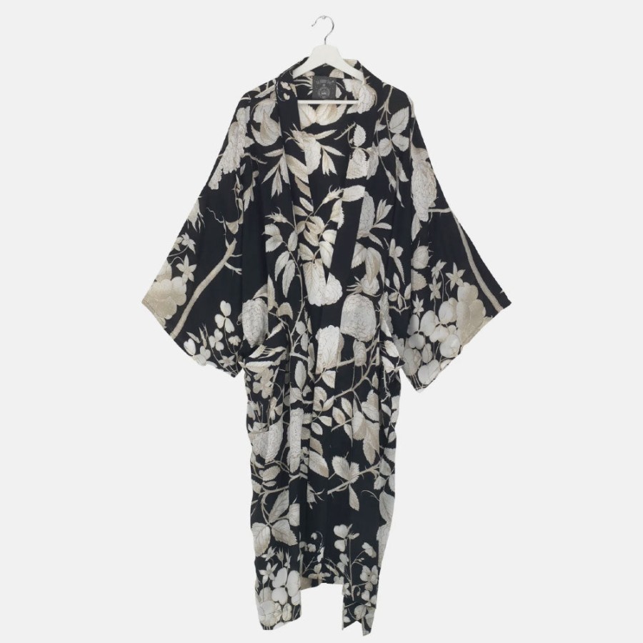 Wholesale ONE HUNDRED STARS Rosebush Black Long Kimono