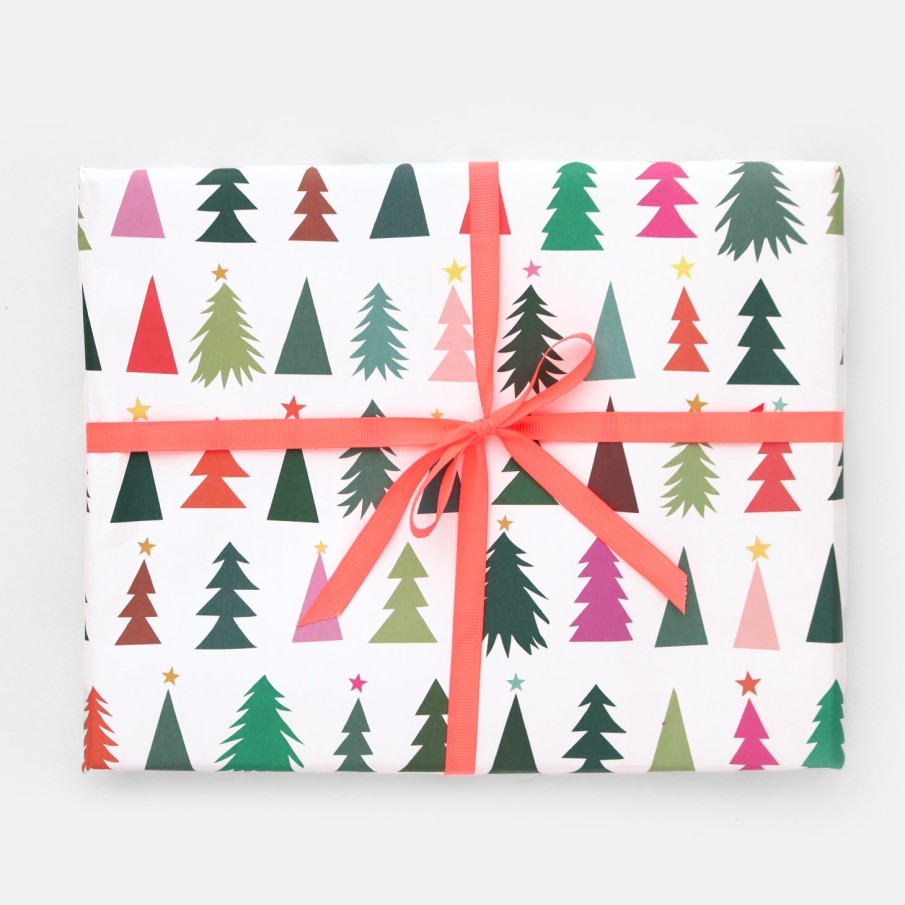 Online CAROLINE GARDNER Colourful Trees Christmas Wrapping Paper