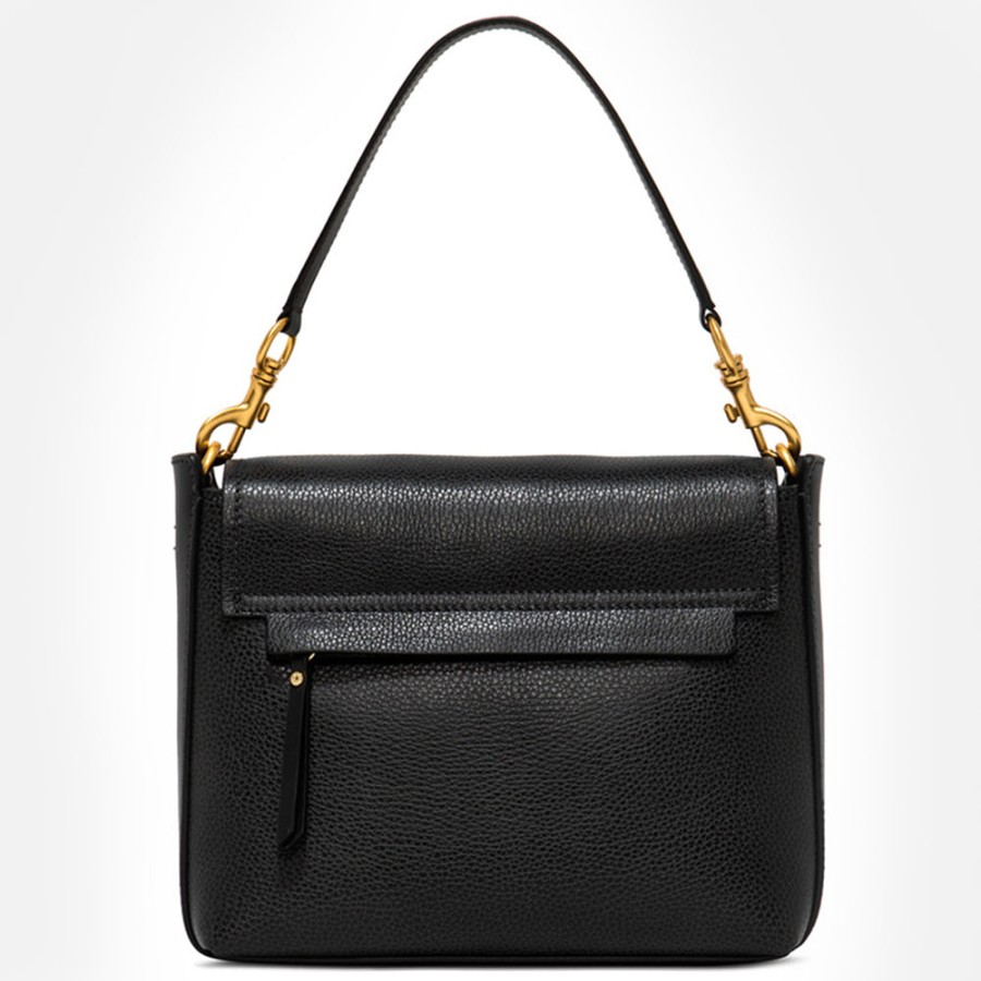 Hot GIANNI Black Leather Tea Flap Bag