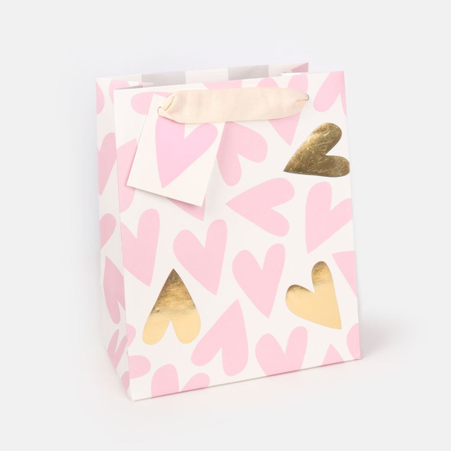 Wholesale Caroline Gardner Baby Pink Hearts Medium Gift Bag