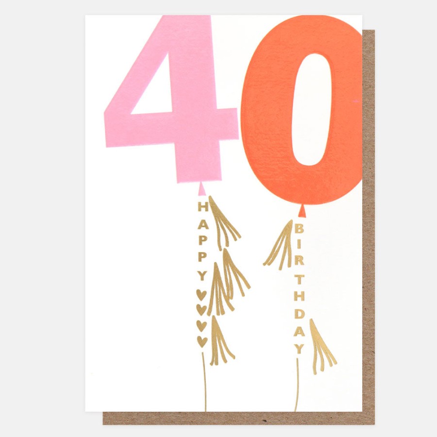 Hot Caroline Gardner Pink/Red Balloon 40Th Birthday Card