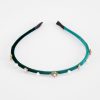 Wholesale PARKSIDE Green Velvet Jewel/Pearl Thin Headband