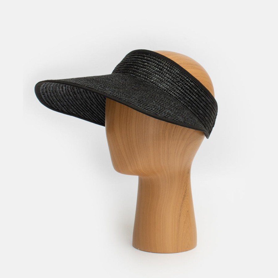 Wholesale FERRUCCIO VECCHI Black Straw Wide Brimmed Visor