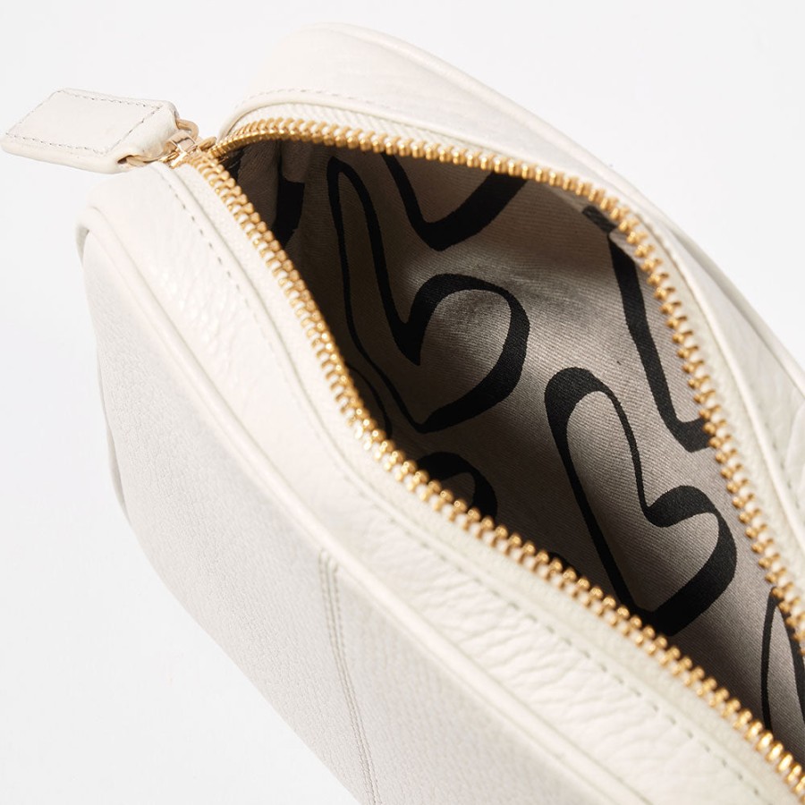 New Caroline Gardner Winter White Leather Mini Camera Bag