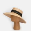 Clearance FERRUCCIO VECCHI Natural Lace Trim Straw Hat