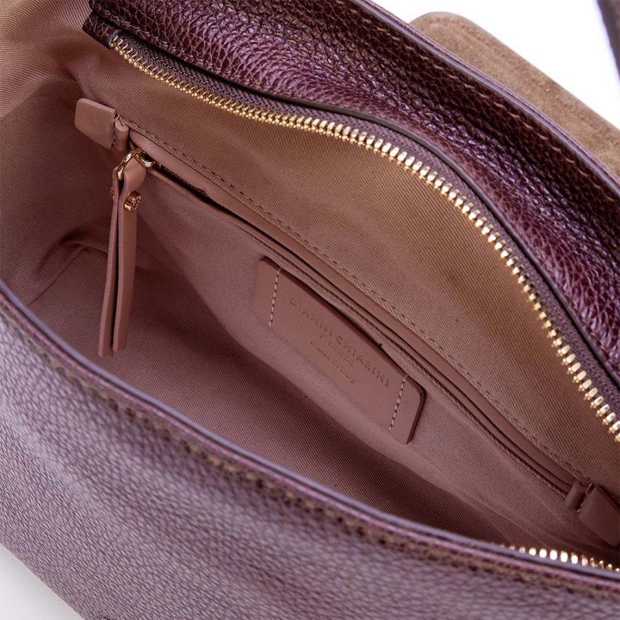 New GIANNI Dark Brown Leather Tea Flap Bag