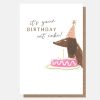 Clearance Caroline Gardner Sausage Dog With Cake Birthday Card